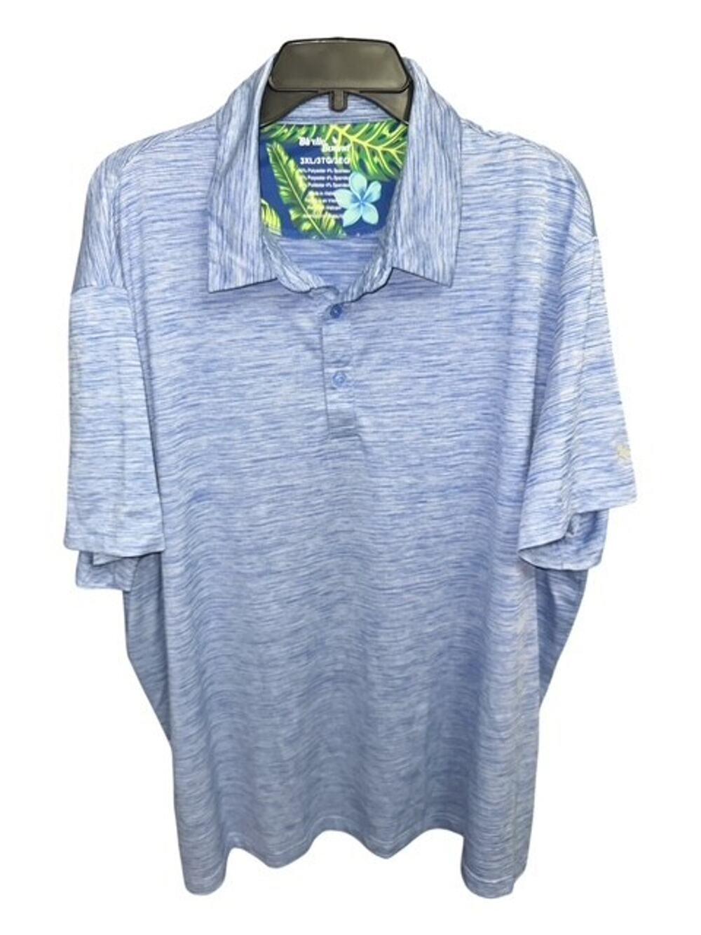 Birdie Bound 3XL Polo Men's Blue Heather Knit Comfort Golf Sports Short Sleeves